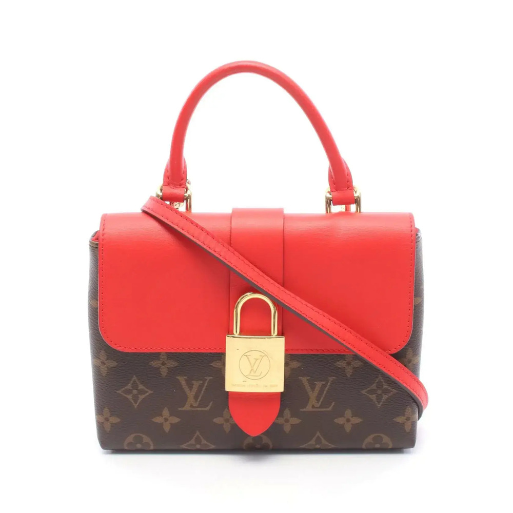 Louis Vuitton Locky Monogram Canvas Leather 2Way Top Handle Bag Brown Red